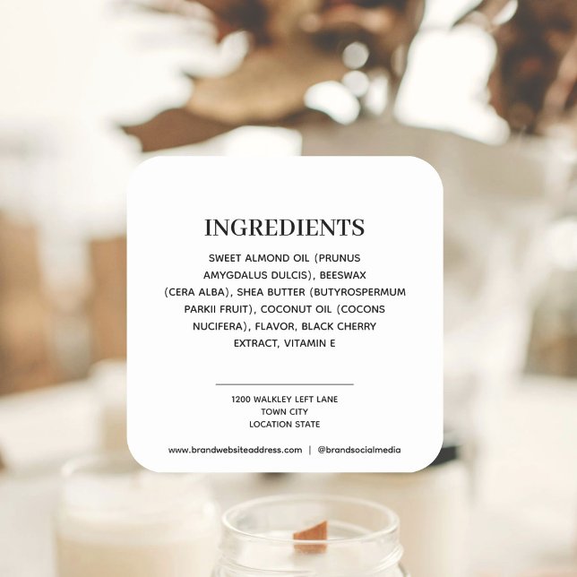 Adesivo Quadrado Ingredientes (Criador carregado)