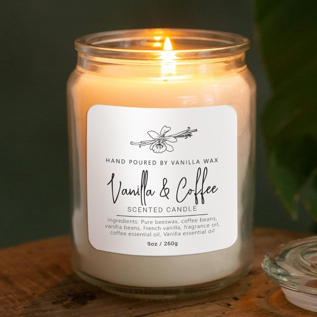 Adesivo Quadrado Ingredientes brancos de velas de café de baunilha  (Criador carregado)