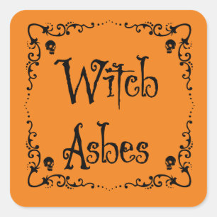 Adesivo Quadrado Ingredientes da Poção do Halloween Bruxas Ashas