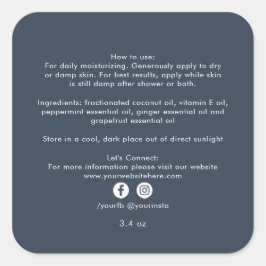 Adesivo Quadrado Ingredientes de Produtos de Beleza de Negócios Org