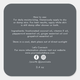 Adesivo Quadrado Ingredientes de Produtos de Beleza Orgânicos para 