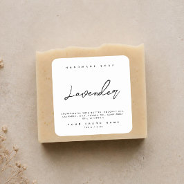 Adesivo Quadrado Ingredientes de sabão artesanal moderno branco