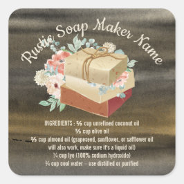 Adesivo Quadrado Ingredientes de Sabonete Rústico Artesanal