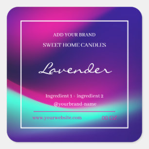 Adesivo Quadrado Ingredientes holográficos simples de lavanda