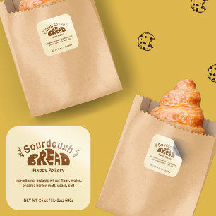 Adesivo Quadrado Ingredientes para a produção de pão
