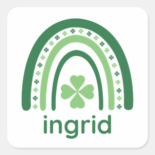 Adesivo Quadrado ingrid Name Clover Boho Rainbow