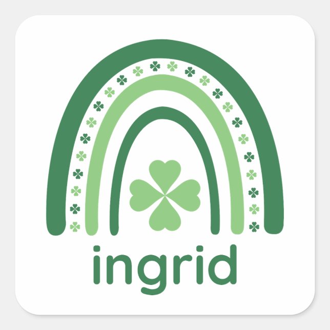 Adesivo Quadrado ingrid Name Clover Boho Rainbow (Frente)