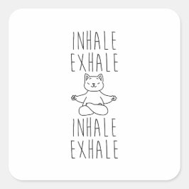 Adesivo Quadrado inhale Exhale yoga cat