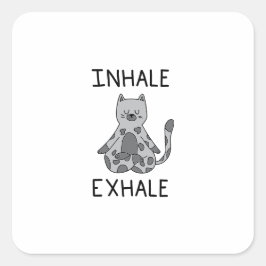 Adesivo Quadrado Inhale Exhale Yoga Cat