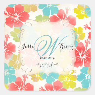 Adesivo Quadrado Inibição de PixDezines/efeito de aquarela