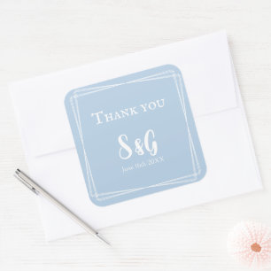 Adesivo Quadrado Iniciais de casamento originais em script elegante