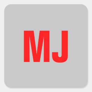 Adesivo Quadrado Iniciais de nome de monograma vermelho negrito da