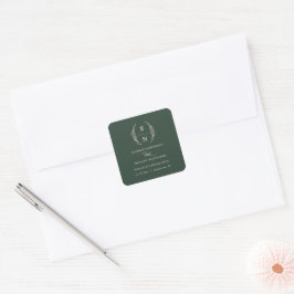 Adesivo Quadrado Iniciais Florais Empilhadas Casamento Monograma