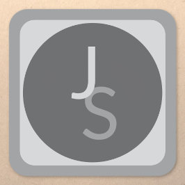 Adesivo Quadrado Iniciais Monogramadas Sobrepostas Modernas | Cinza