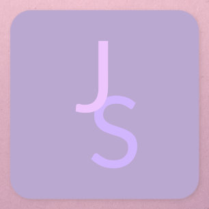 Adesivo Quadrado Iniciais Monogramadas Sobrepostas Modernas   Roxo