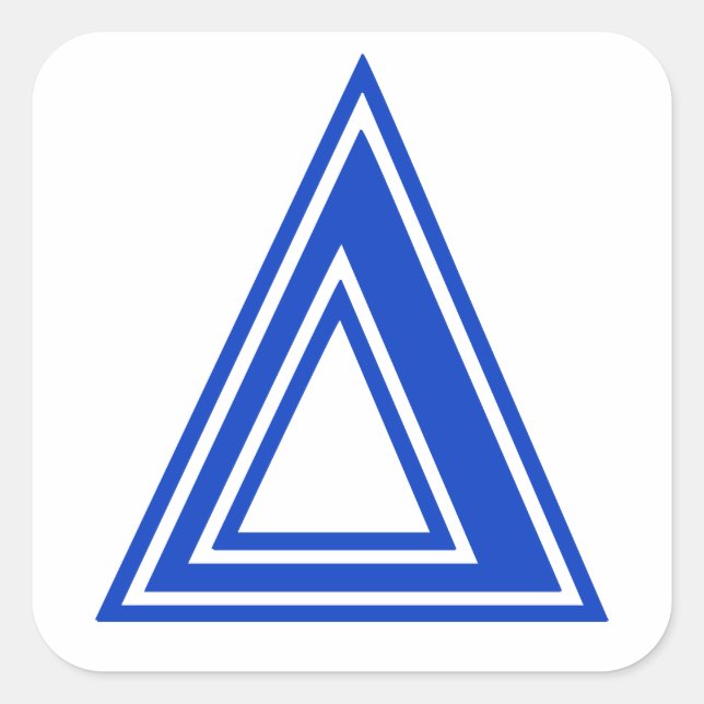 Adesivo Quadrado Inicial azul do monograma do delta grego da letra (Frente)