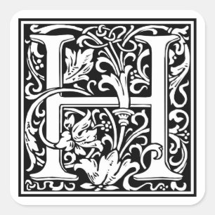 Adesivo Quadrado Inicial decorativa "H" da letra