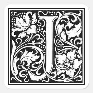 Adesivo Quadrado Inicial decorativa "J" da letra