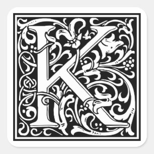 Adesivo Quadrado Inicial decorativa "K" da letra