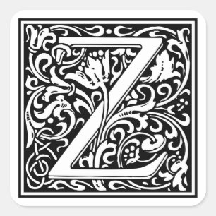 Adesivo Quadrado Inicial decorativa "Z" da letra