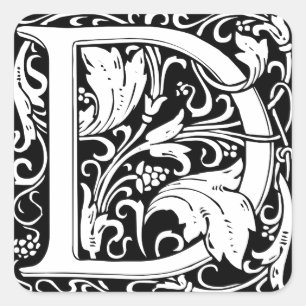 Adesivo Quadrado Inicial medieval do vintage do monograma da letra