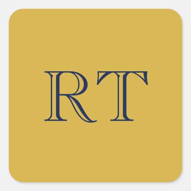 Adesivo Quadrado Initial Letters Monogram Gold & Blue Plain Simple (Frente)