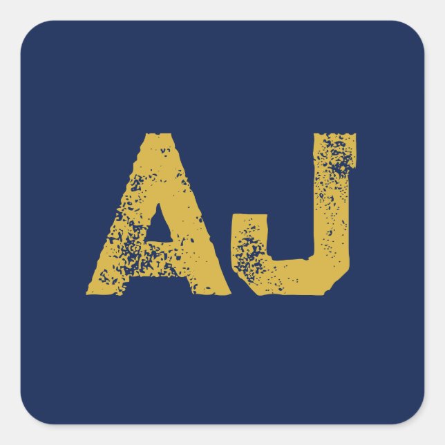 Adesivo Quadrado Initial Letters Monogram Gold & Blue Plain Simple (Frente)