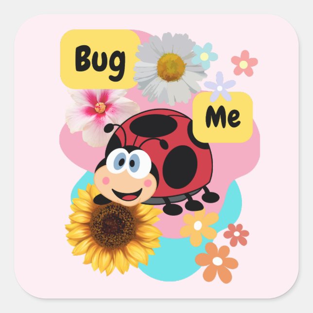 Adesivo Quadrado Inseto-me: Ladybug (Frente)