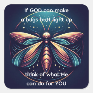 Adesivo Quadrado Insetos Bumbum Acende Firefly inseto  Engraçado