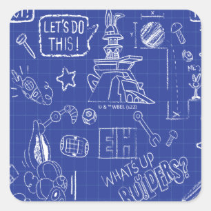 Adesivo Quadrado INSETOS BUNNY BUILDERS™  Padrão do Sketch Blueprin