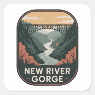 Adesivo Quadrado Insígnia do Parque Vintage New River Gorge