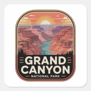 Adesivo Quadrado Insígnia do Rio do Parque Nacional do Grand Canyon