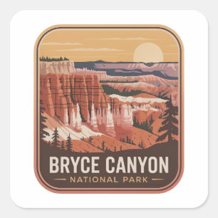 Adesivo Quadrado Insígnia dos Hoodoos do Parque Nacional Bryce Cany