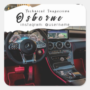 Adesivo Quadrado Inspeção Técnica Aluguer de Carros Reparação Quad
