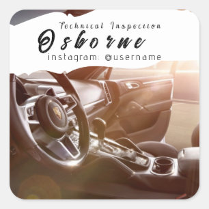 Adesivo Quadrado Inspeção Técnica Aluguer de Carros Reparação Quadr