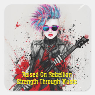 Adesivo Quadrado Inspiração de Arte Guitarista Personalizável para