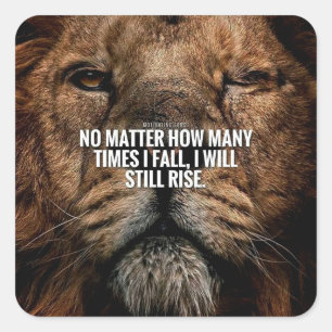 Adesivo Quadrado Inspiração de leão - Queda e subida - Motivação