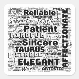 Adesivo Quadrado Inspiração em Nuvem do Palavra Taurus Zodiac
