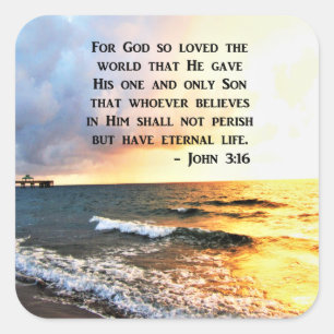ADESIVO QUADRADO INSPIRANDO JOHN 3:16 DESIGN DE FOTO OCEANO