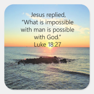 ADESIVO QUADRADO INSPIRANDO LUKE 18:27 DESIGN DE FOTO SUNRISE