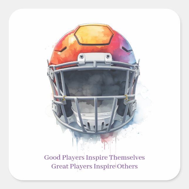 Adesivo Quadrado Inspirational Motivational Football Helmet  (Frente)