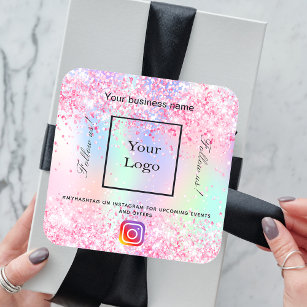 Adesivo Quadrado Instagram o logotipo roxo, cor-de-rosa, para empre