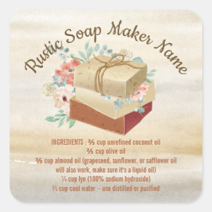 Adesivo Quadrado instruções de Ingredientes de Sabonete Rústico