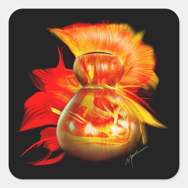 Adesivo Quadrado Instrumento Ipu Hawaii Gourd (Frente)