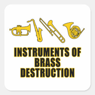 Adesivo Quadrado Instrumentos da destruição de bronze