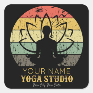 Adesivo Quadrado Instrutor de Malhação do Yoga Studio Personalizado