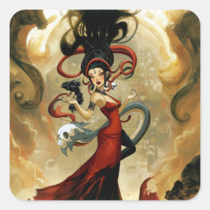 Adesivo Quadrado Intenção Manifestante Occult Dark Witchy — Arte AI