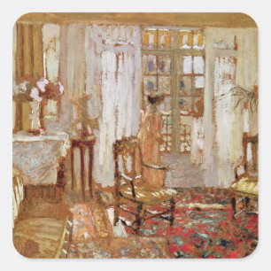 Adesivo Quadrado Interior com uma mulher no amarelo na parte