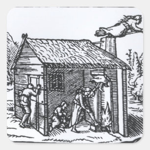 Adesivo Quadrado Interior da casa de uma bruxa, 1579