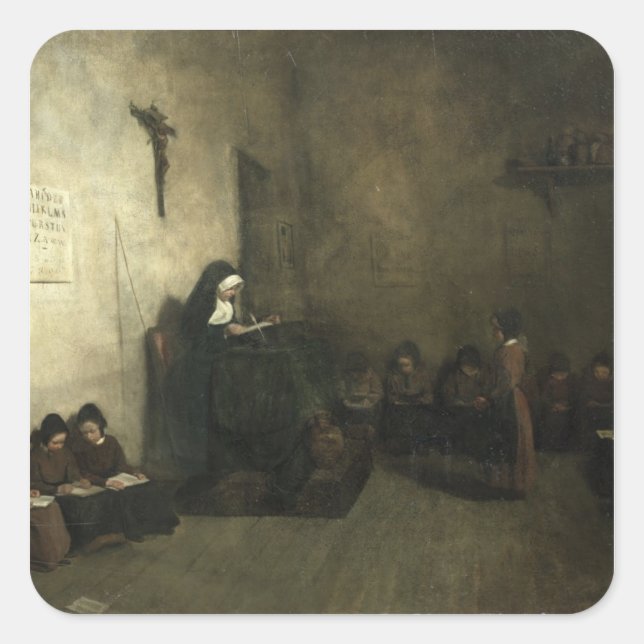 Adesivo Quadrado Interior de uma Escola para Meninas Órfãs, 1850 (Frente)